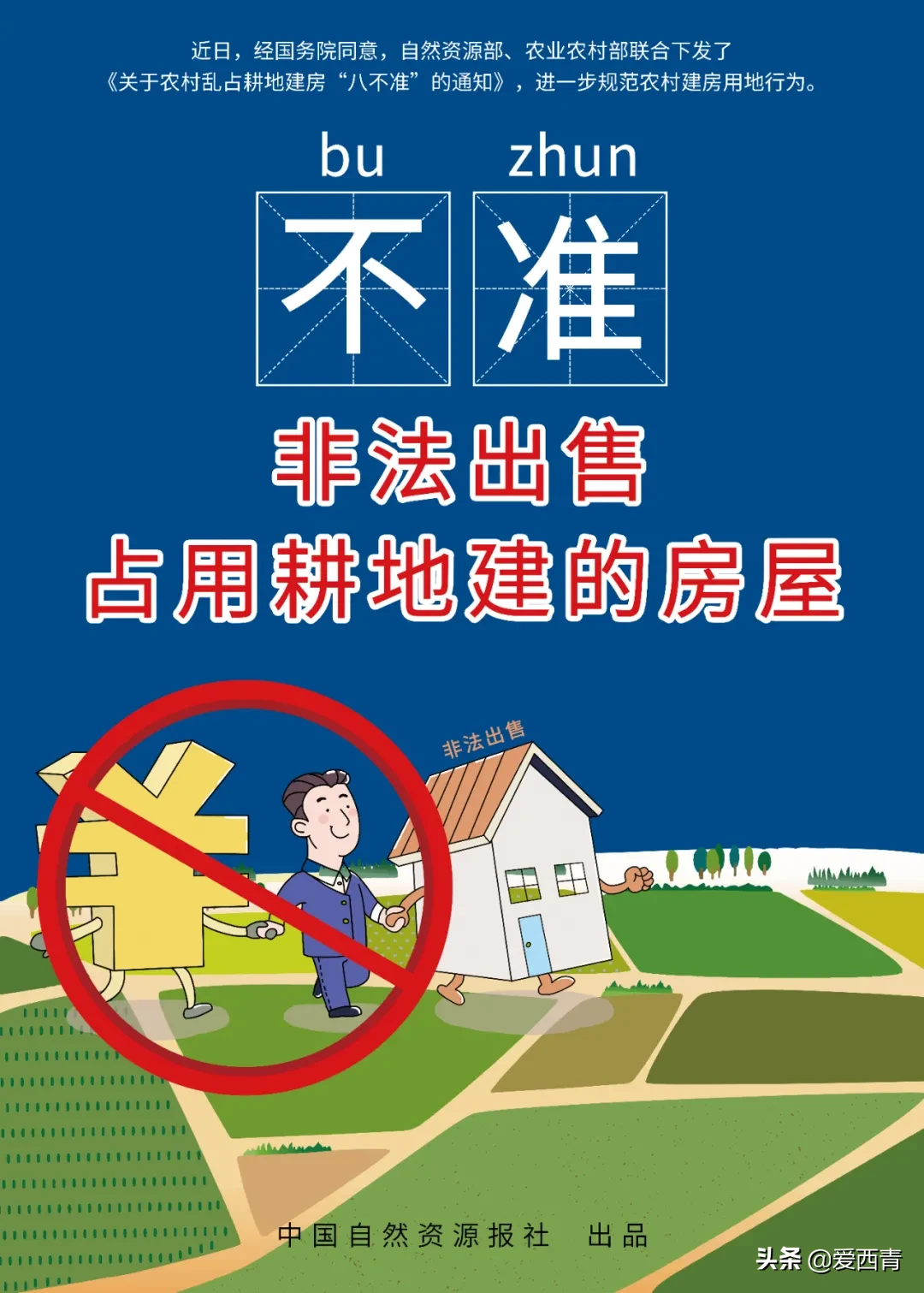 【西青宣传】农村乱占耕地建房“八不准”系列漫画（一）