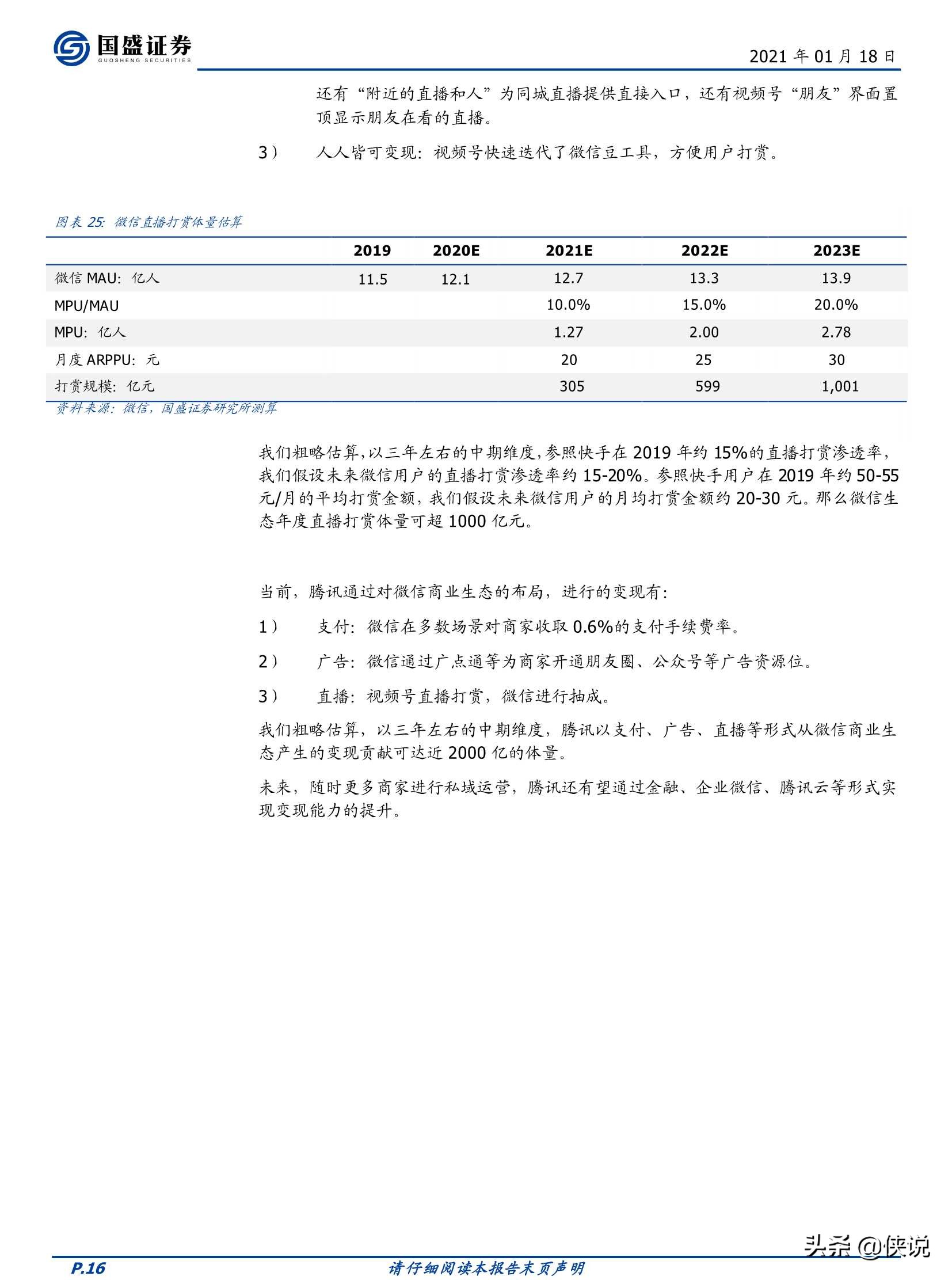 微信视频号，敢为天下后（国盛证券）