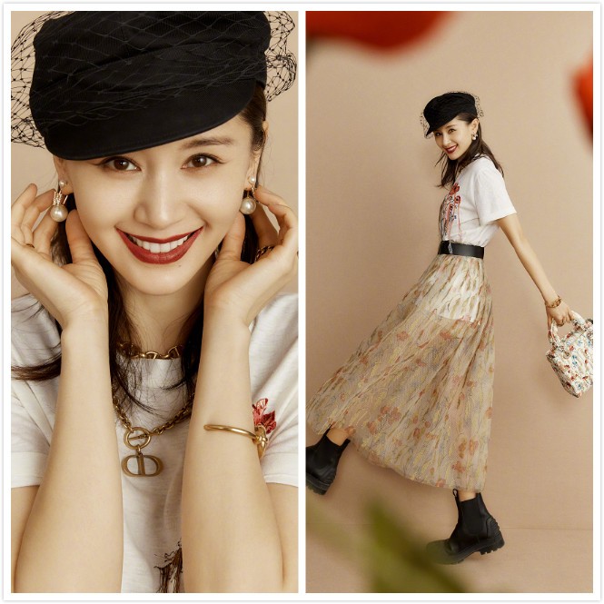 王子文穿着大胆，穿有些透的半身裙都能看见腿，时尚又可爱