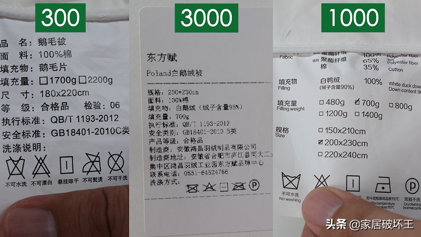 幾百到幾千的羽絨被，到底差在哪里？