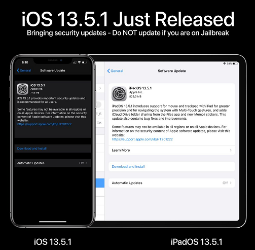 iPhone零晨消息推送iOS13.5.1，升级修复苹果越狱系统漏洞