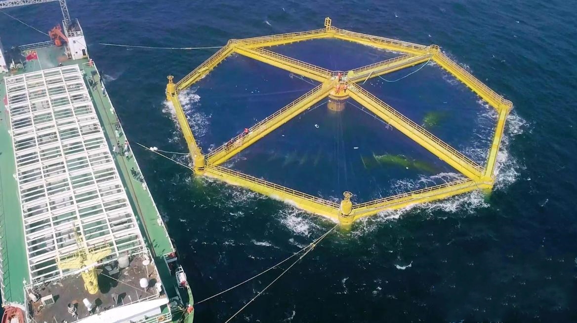 黄海海底，中国打造“全球最大深海鱼塘”，年产1500吨三文鱼