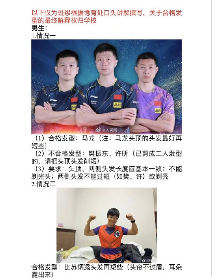 国乒发型成为学校参考！樊振东和许昕成反面教材！女队三人是标杆