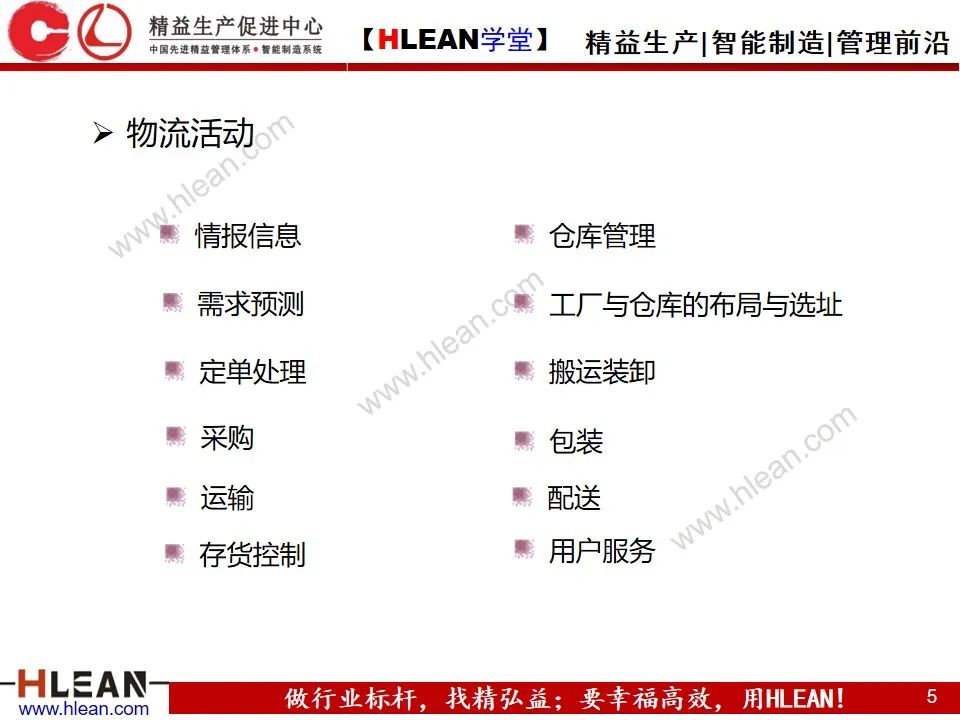 「精益學堂」精 益 物 流