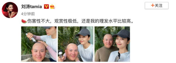 剃头|刘涛晒给老公剃头照 力破此前盛传的夫妻不和即将开撕的传闻
