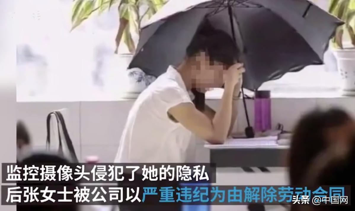 担心被监控拍到隐私，女员工上班打伞，公司：严重违纪开除