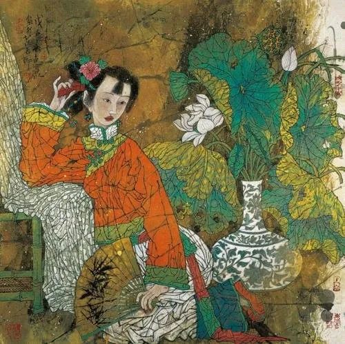 柔美多姿，仪态万方——著名画家徐惠泉以工笔重彩将东方女性的美跃然纸上