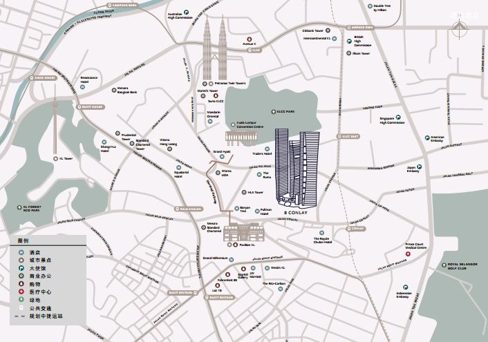 马来西亚吉隆坡核心区高端临铁公寓 凯宾斯基8 Conlay
