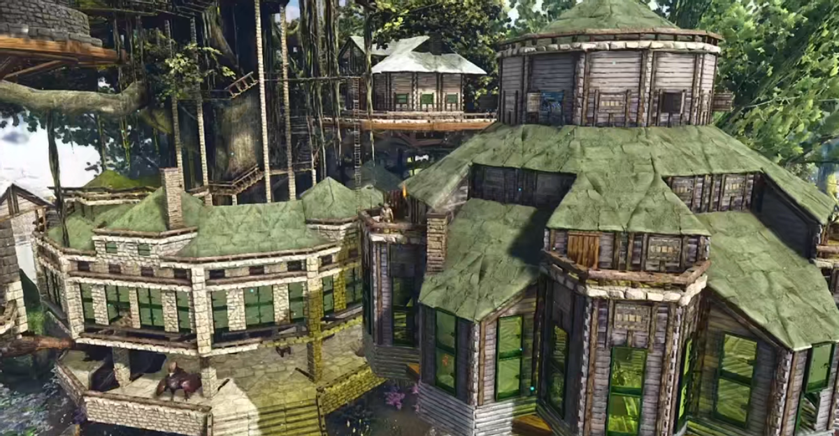 建築與地形的完美融合 方舟生存進化 肝帝主播打造出森林樹屋 方舟生存進化online Mdeditor