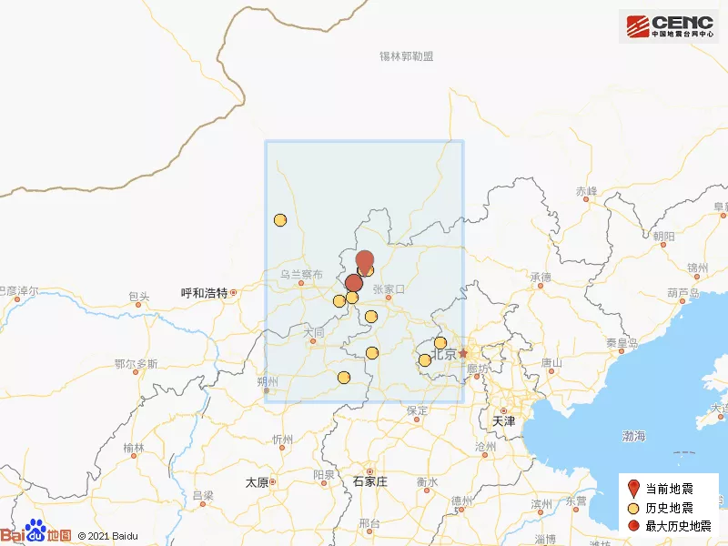 河北张家口市张北县发生3.9级地震