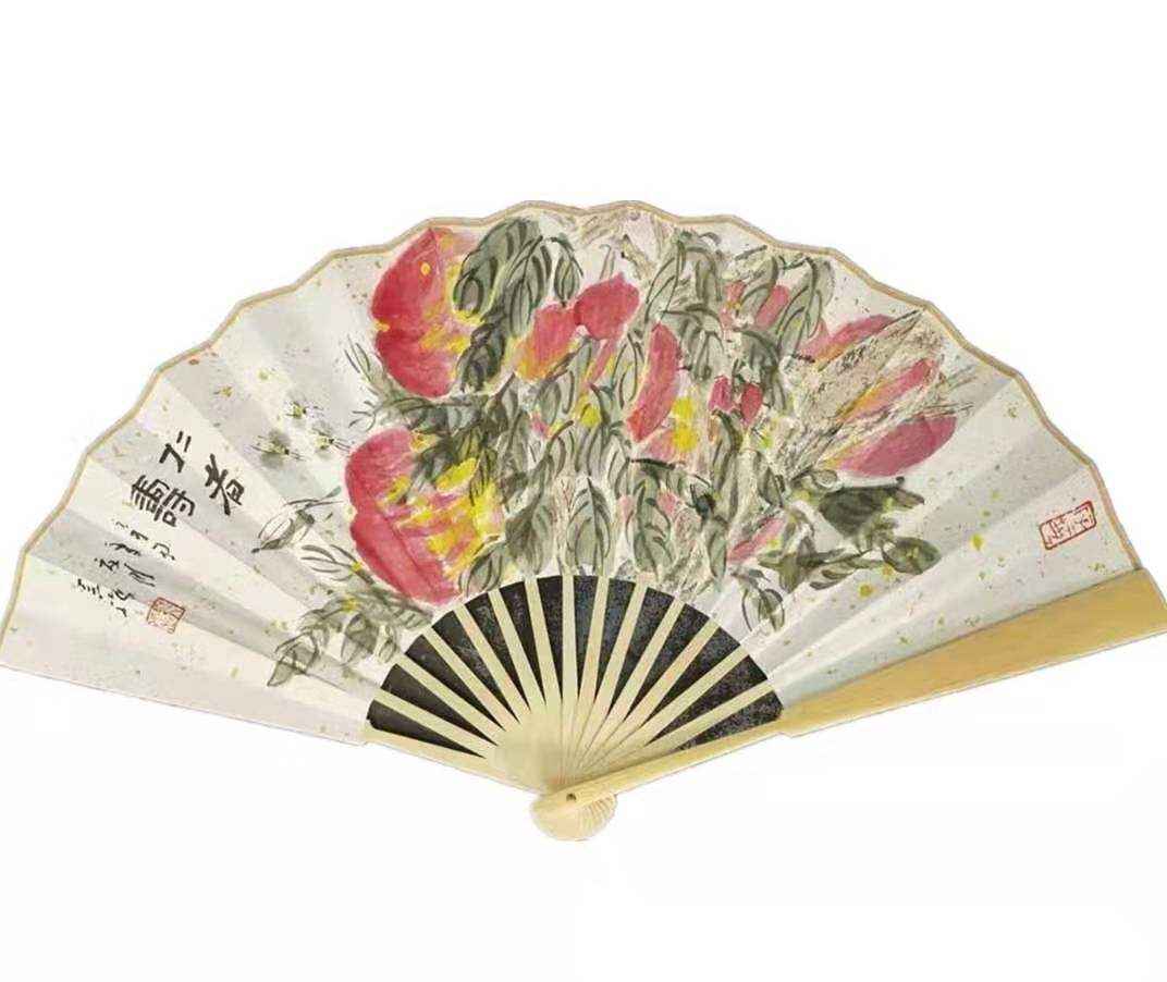 67红门赏艺天凉好个秋中国画家吴强寿桃扇面欣赏