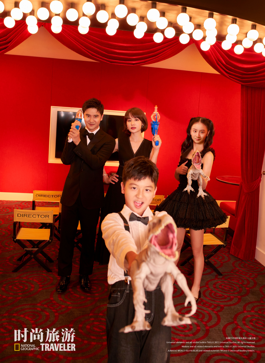 田亮一家四口在环球影城拍大片，气质画风多变，森碟姐弟身高瞩目