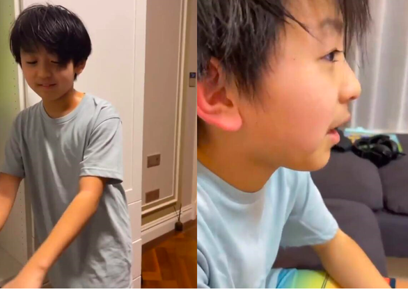 謝振軒繼承謝霆鋒習慣，陪謝振南出門髮型凌亂，卻幫張柏芝提包