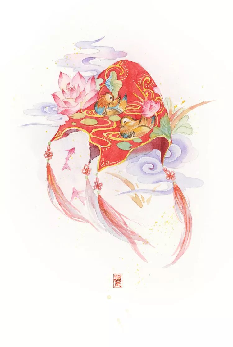 古风美物插画 | 裁为合欢扇，团团似明月