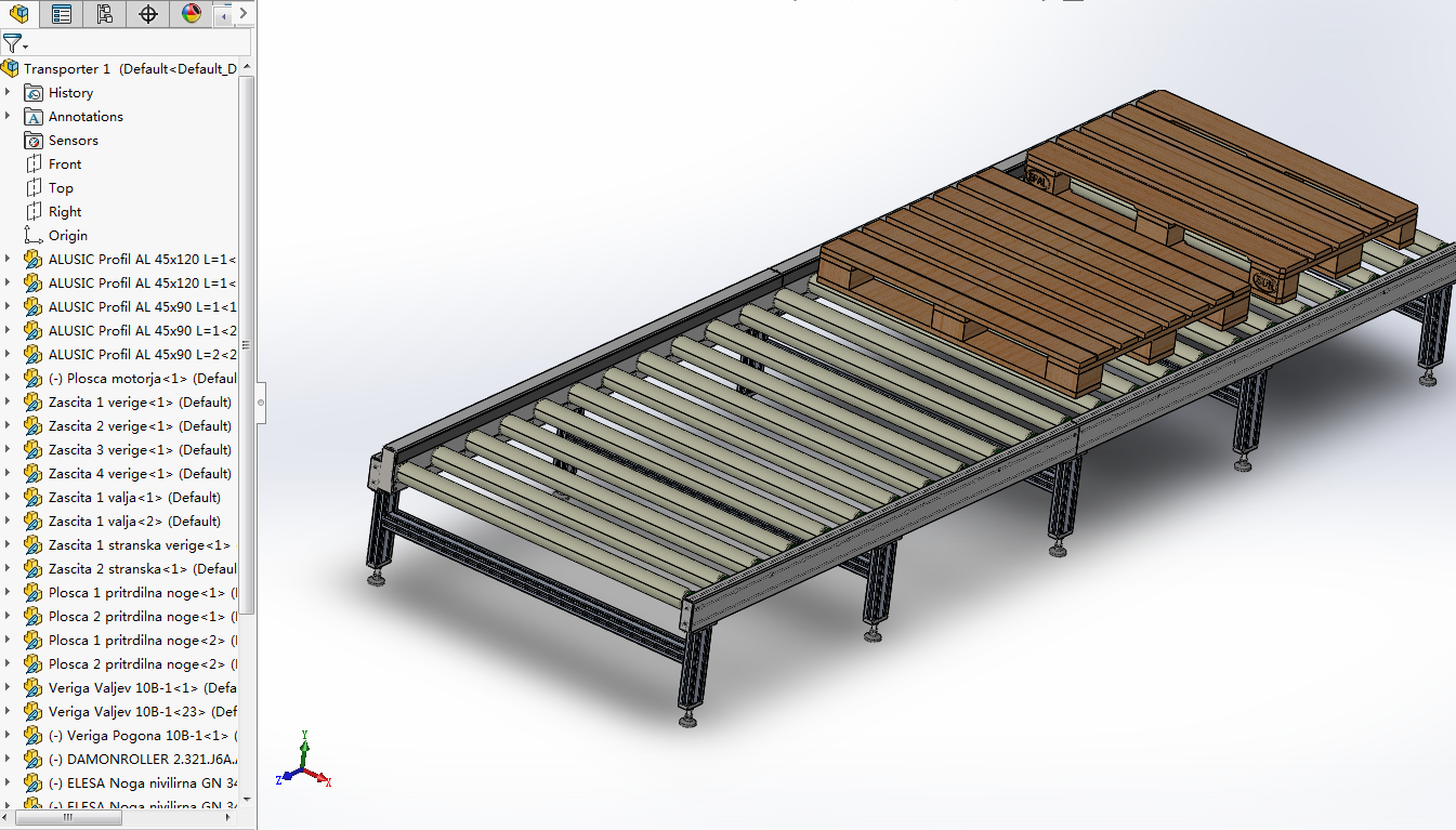 roller-conveyor-49滚筒辊筒输送机3D数模图纸 Solidworks设计