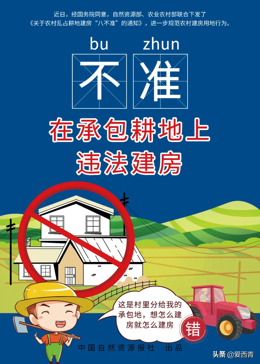 【西青宣传】农村乱占耕地建房“八不准”系列漫画（一）