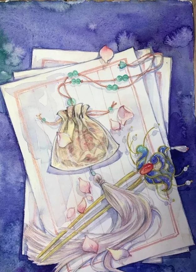 古风美物插画 | 裁为合欢扇，团团似明月