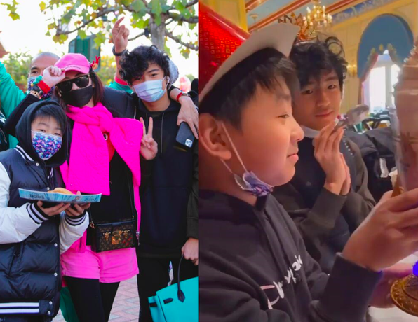 謝振軒繼承謝霆鋒習慣，陪謝振南出門髮型凌亂，卻幫張柏芝提包