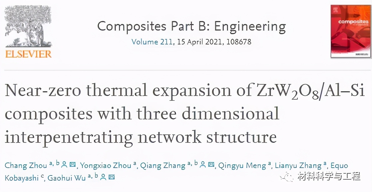 哈工大复合材料顶刊：首次在宽温区内实现了近零膨胀