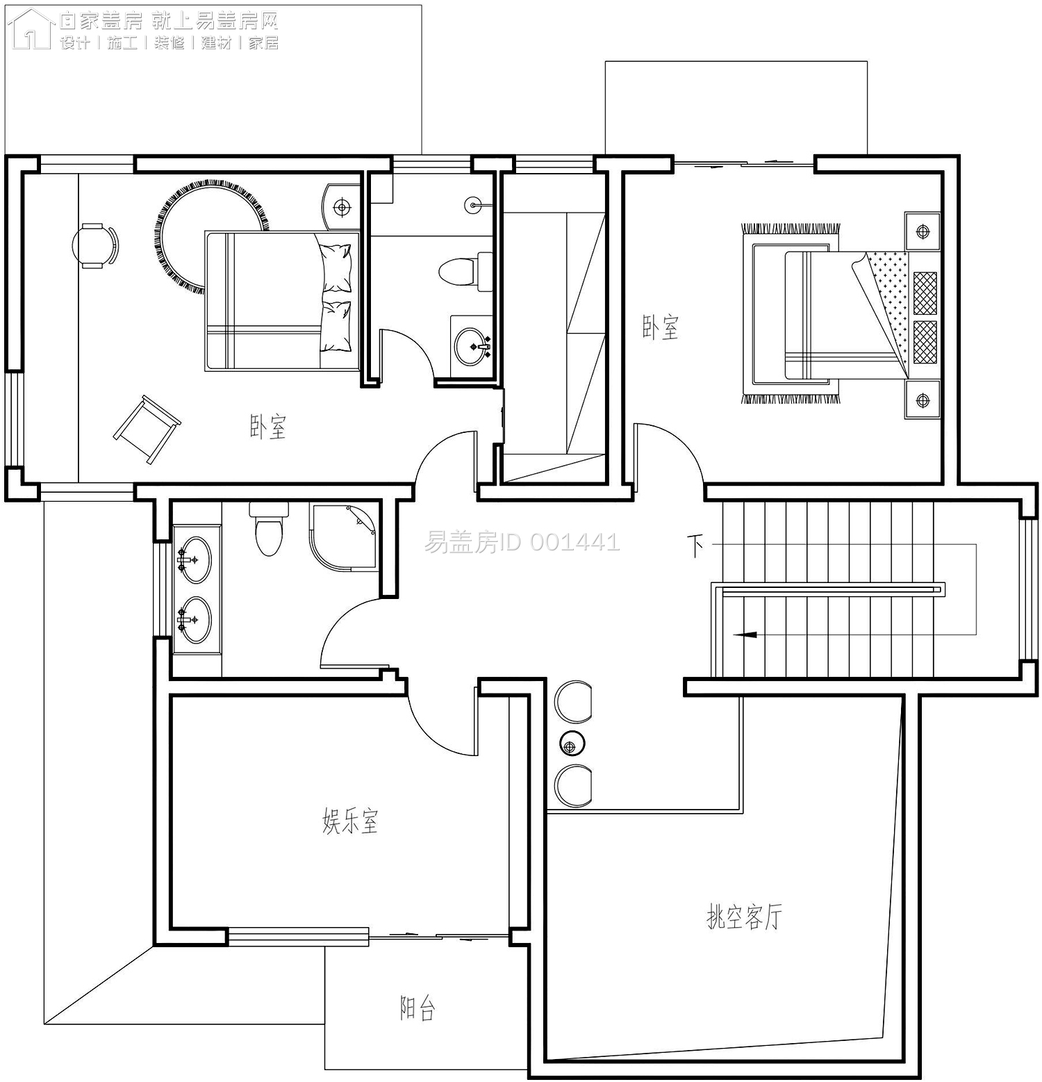 14×13.8米低调奢华二层欧式住宅，挑空客厅3卧室100分