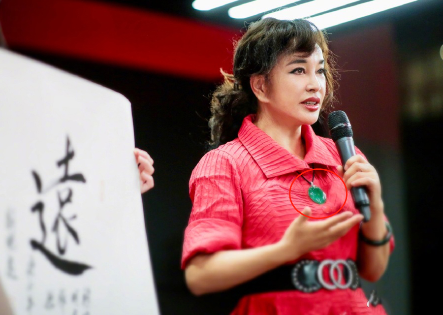 刘晓庆办书法展！65岁的年纪40岁的脸，戴超大翡