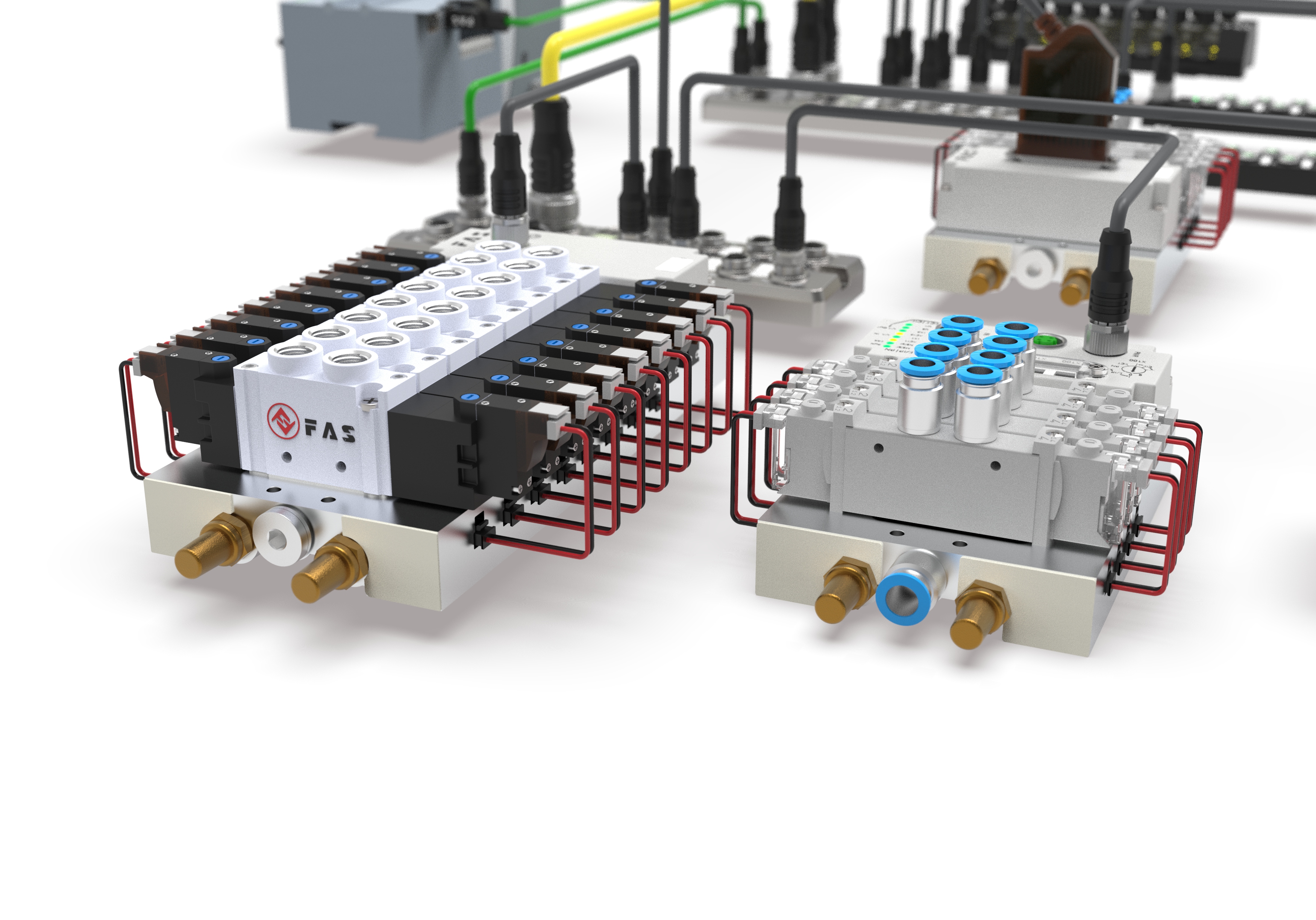 与传统的单个电磁阀或多针式集成阀岛对比,在布线控制方面,io-link