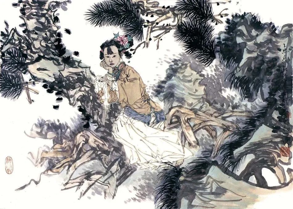 柔美多姿，仪态万方——著名画家徐惠泉以工笔重彩将东方女性的美跃然纸上