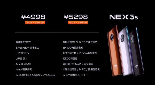 无界全面屏旗舰vivo NEX 3S正式发布 4998元起售