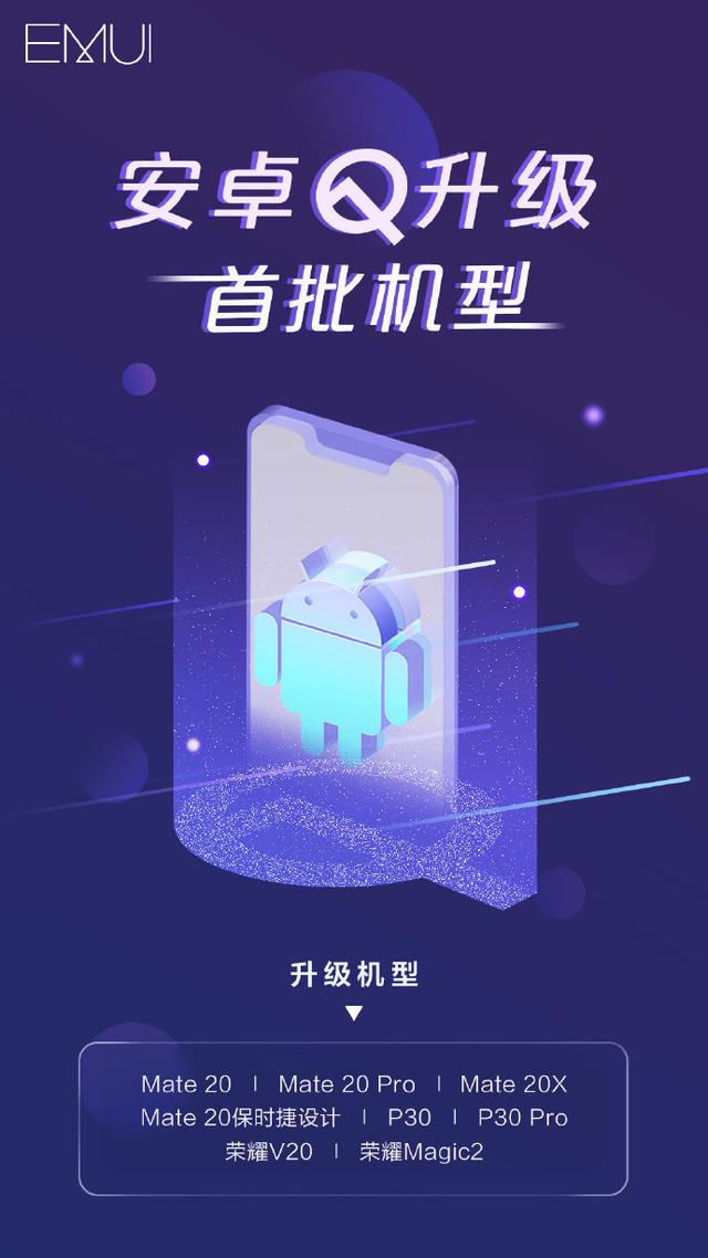 华为公司第一批可升級Android 10 Q手机上发布：共8款