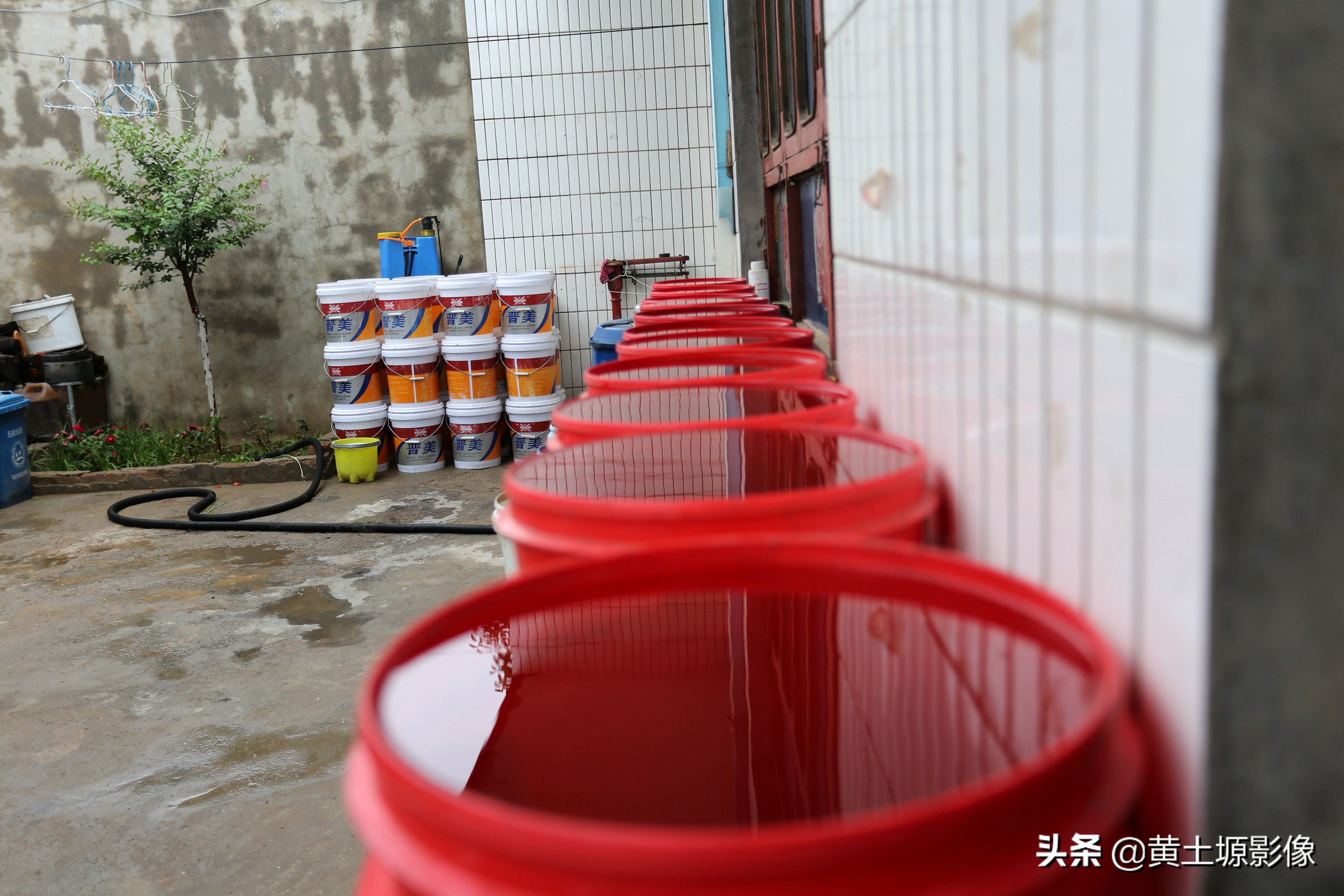 一场大雨过后，晋南农民一夜未睡存满了80桶雨水，他存水要干啥用
