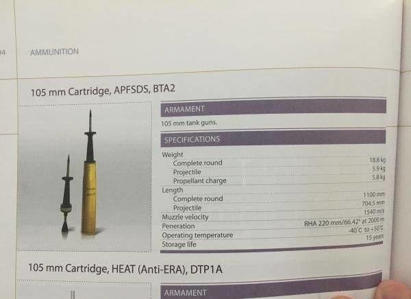 DTW2-105毫米穿甲弹，穿深460毫米左右，增强“老”