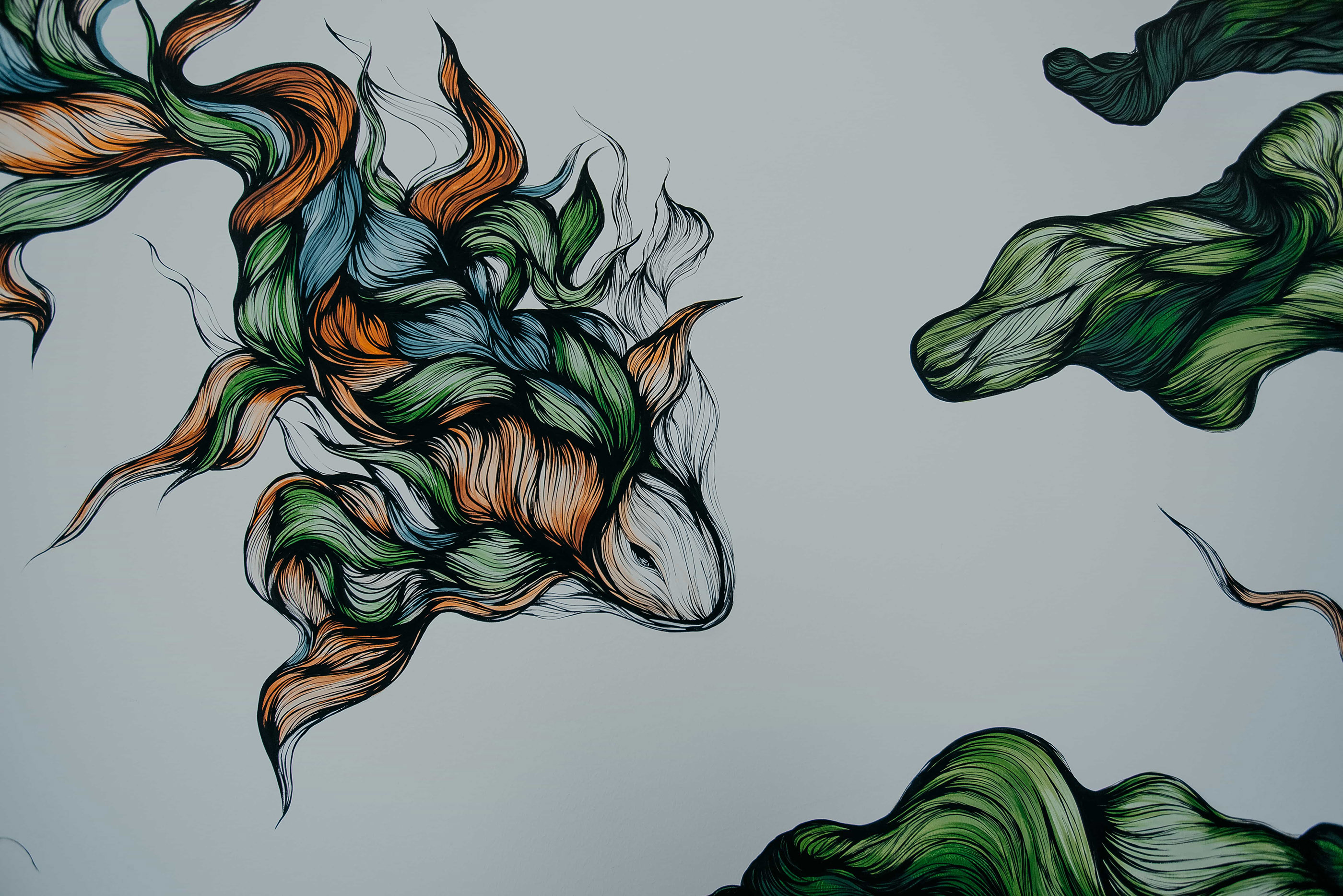 带有强烈个人风格的墙绘插画设计细腻有个性