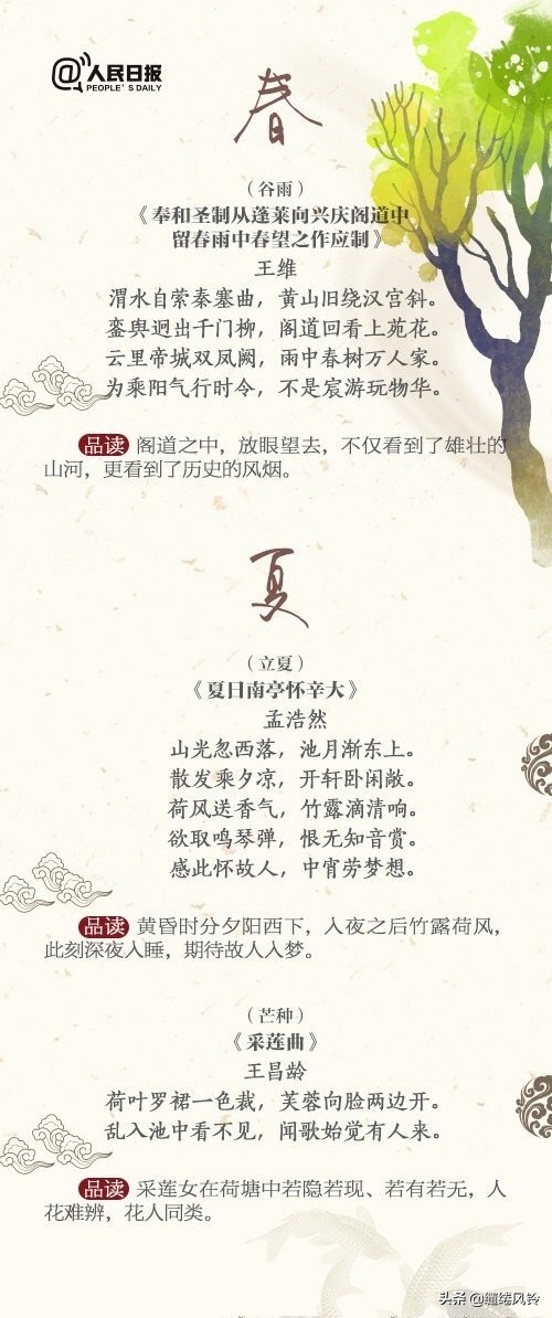 《人民日报》整理28首节气节日诗，带你领略古诗里字、画、韵之美-第3张图片-非凡网