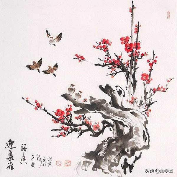 描写梅花的唯美诗句:一树寒梅白玉条，迥临村路傍溪桥图片