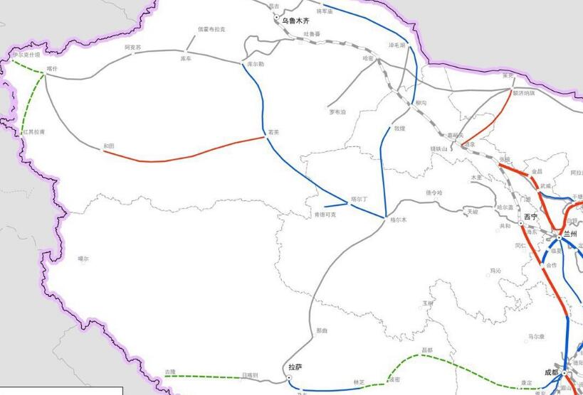 中国高速铁路运营线路图2030年：八横八纵重要节点城市交通圈