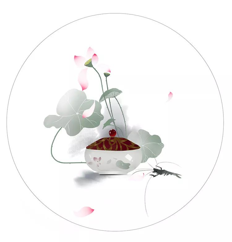 古风美物插画 | 裁为合欢扇，团团似明月