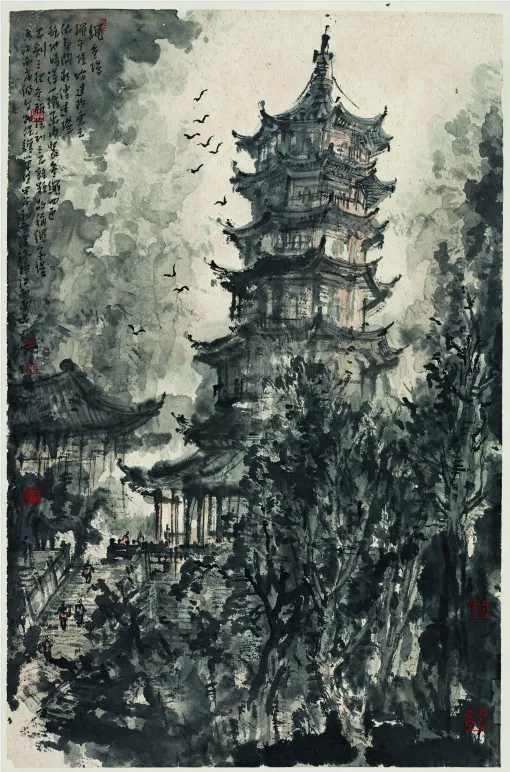 《南昌绳金塔》68×46cm,2014年
