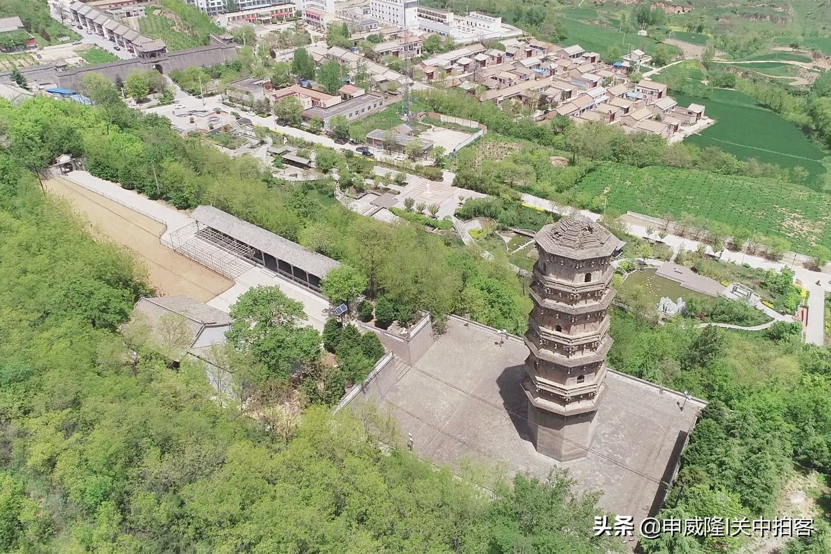 永平古镇：航拍北宋武陵寺塔（永寿旧县城古塔）