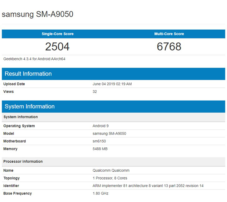 三星Galaxy A90亮相GeekBench 8GB运行内存 骁龙675