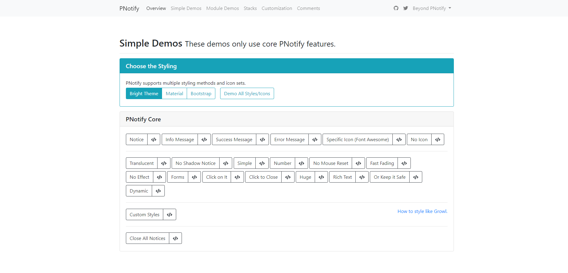 Web端免费且漂亮的通知提示组件——PNotify