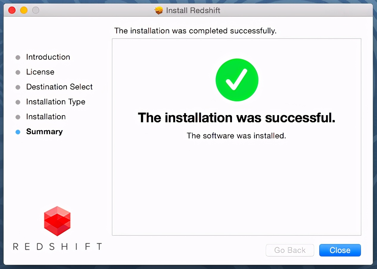 Redshift渲染器安装导航-安装成功提示
