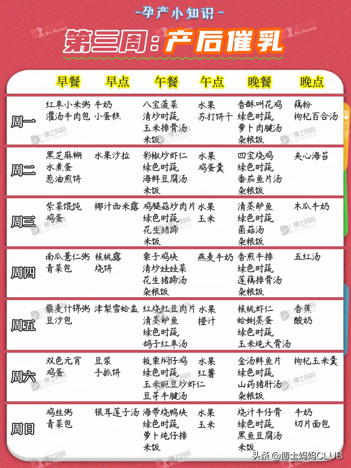 产后28天产妇的月子餐食谱大全