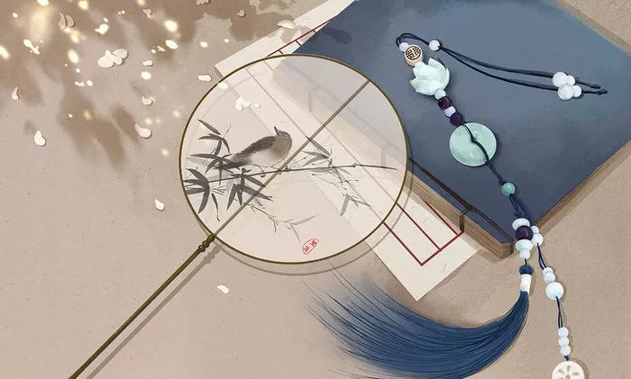 古风美物插画 | 裁为合欢扇，团团似明月