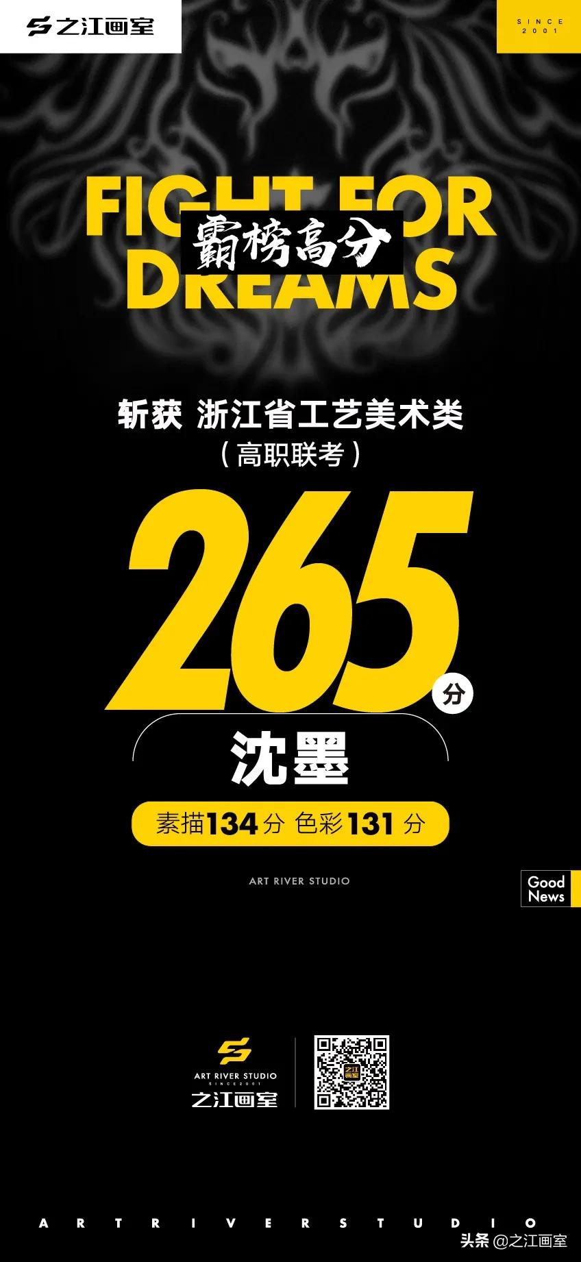 「历史突破，再度大捷！」之江画室高职联考260分以上名单