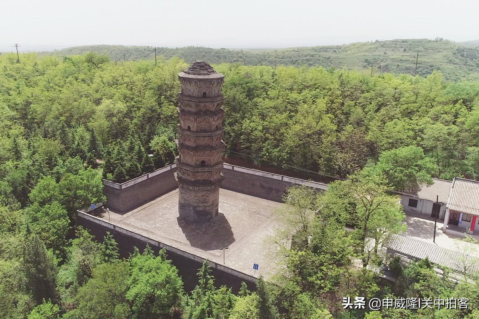 永平古镇：航拍北宋武陵寺塔（永寿旧县城古塔）