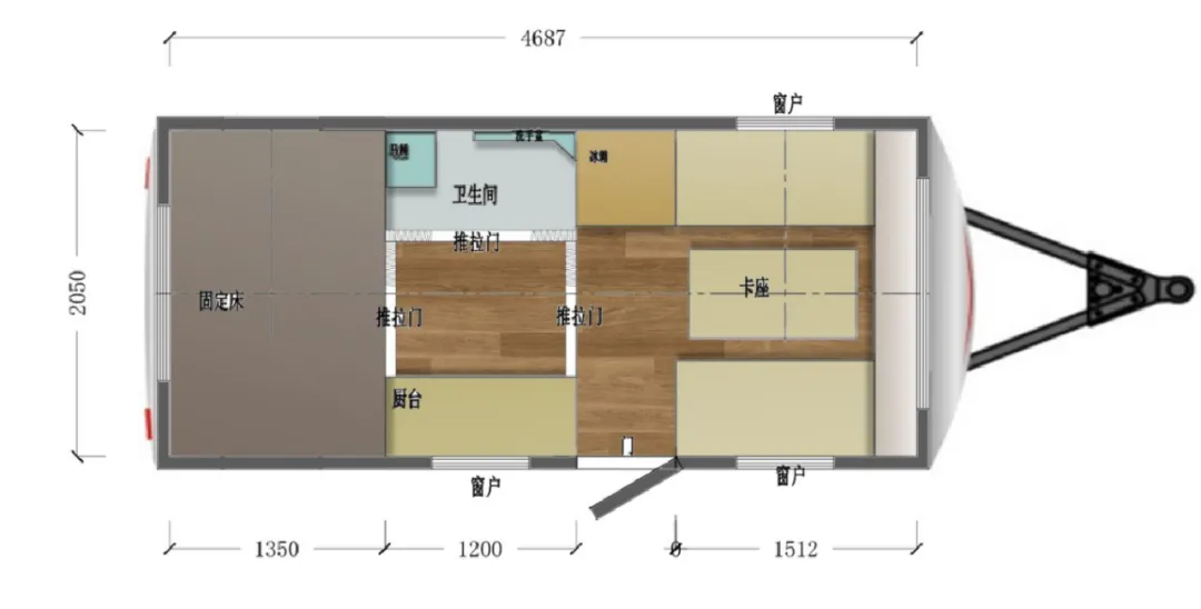 谷雨拖挂式DE480L 设计精巧 多个独立空间 家庭出行优秀之选