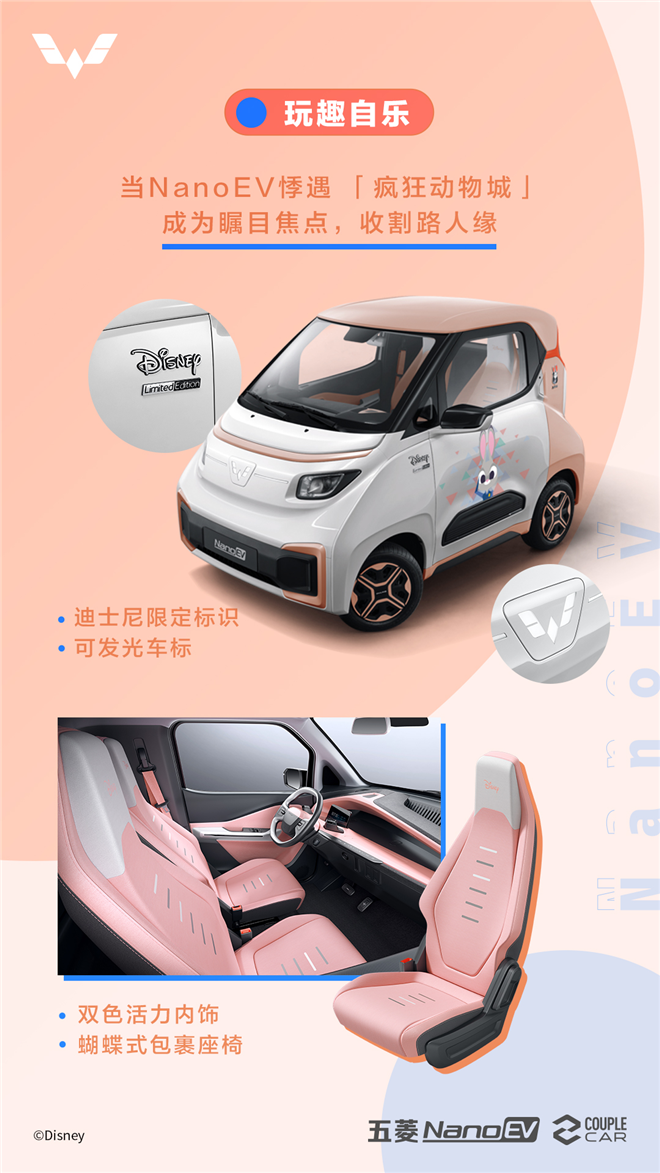五菱NanoEV迪士尼疯狂动物城限定款配置曝光