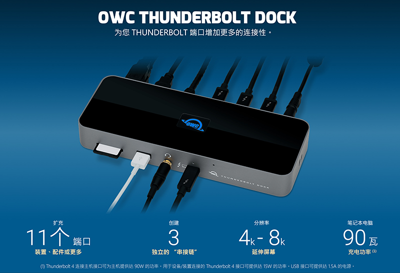 OWC Thunderbolt Dock 支持雷电3 Mac和雷电4 PC为您增加更多雷电接口