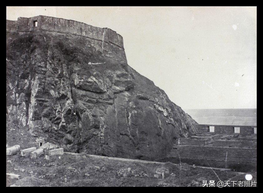 1870年代宁波镇海老照片，镇海城门城墙、招宝山、海防炮