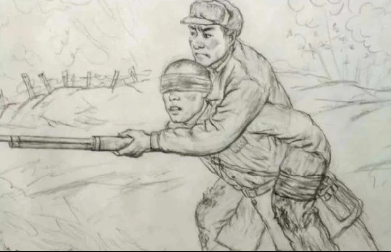 上甘岭战场上，眼瞎的王合良背着断腿的薛志高